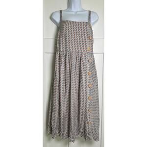 Superfoxx Square Neck Midi Dress Blue Tan‎ Boho Size LARGE